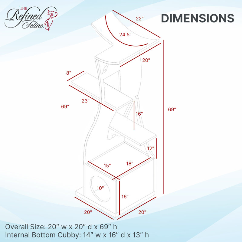 The Refined Feline 69" Lotus Cat Tower Modern Cat Tree MultiLevel